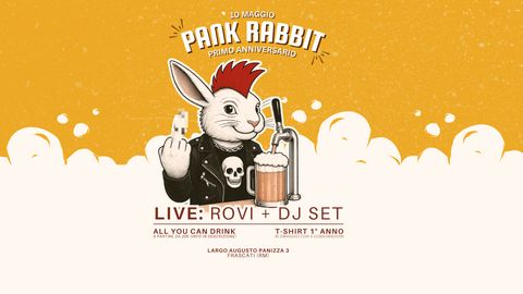 Evento Pank Rabbit - Primo Anniversario! al Pank Rabbit Frascati - Musica dal vivo, Live, Concerti, DJ Set, Karaoke, Jam Session, Cocktail, Drink, Cibo e Eventi