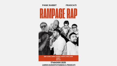 Evento Rampage Rap al Pank Rabbit Frascati - Musica dal vivo, Live, Concerti, DJ Set, Karaoke, Jam Session, Cocktail, Drink, Cibo e Eventi